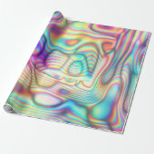 Kleurrijke Trippy Holo Holografisch Cadeaupapier (Uitgerold)