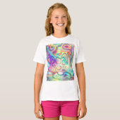 Kleurrijke Trippy Holo Holografisch T-shirt (Voorkant volledig)