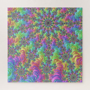 Kleurrijke Trippy Levendige Groovy Fractale Uitbar Legpuzzel