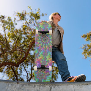 Kleurrijke Trippy Levendige Groovy Fractale Uitbar Persoonlijk Skateboard