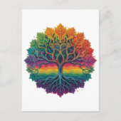 Kleurrijke trippy regenboogboom briefkaart (Voorkant)