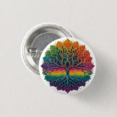 Kleurrijke trippy regenboogboom ronde button 3,2 cm (Voorkant /achterkant)