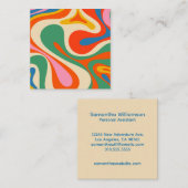 Kleurrijke Trippy Retro Mod Swirl Vierkante Visitekaartje (Voorkant / Achterkant)