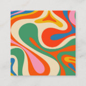 Kleurrijke Trippy Retro Mod Swirl Vierkante Visitekaartje (Voorkant)