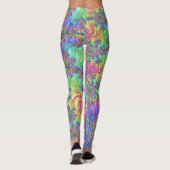 Kleurrijke Trippy Vibrant Groovy Fractal Burst Leggings (Achterkant)