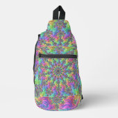 Kleurrijke Trippy Vibrant Groovy Fractal Burst Sling Bag (Voorkant)