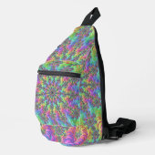 Kleurrijke Trippy Vibrant Groovy Fractal Burst Sling Bag (Rechterhoek)