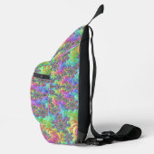 Kleurrijke Trippy Vibrant Groovy Fractal Burst Sling Bag (Rechts)
