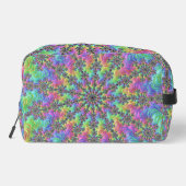 Kleurrijke Trippy Vibrant Groovy Fractal Burst Toilettasje (Achterkant)