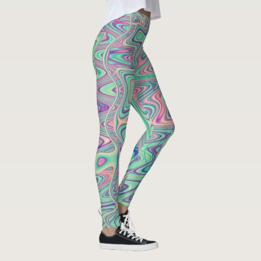 Kleurrijke Trippy Zure Reis Digitale Abstracte Kun Leggings (Rechts)