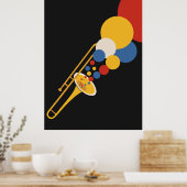 Kleurrijke Trombone Kunst | Bauhaus Jazz Print (Keuken)