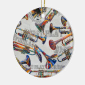 Kleurrijke Trompet Ornament, Trompet Xmas Juleez Keramisch Ornament (Links)