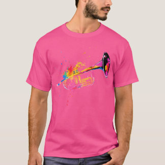Kleurrijke trompettist Jazz muziekliefhebber T-shirt