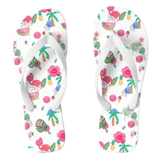 Kleurrijke tropica teenslippers (Voetbed)