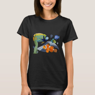 Kleurrijke Tropical Fish Aquarium Waterverf Illust T-shirt