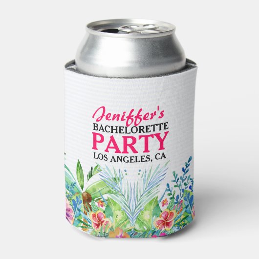 Kleurrijke Tropical Flowers Waterverven Blikjeskoeler (Blikje Voorkant)