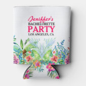 Kleurrijke Tropical Flowers Waterverven Blikjeskoeler (Voorkant)