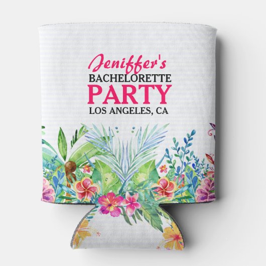 Kleurrijke Tropical Flowers Waterverven Blikjeskoeler (Achterkant)