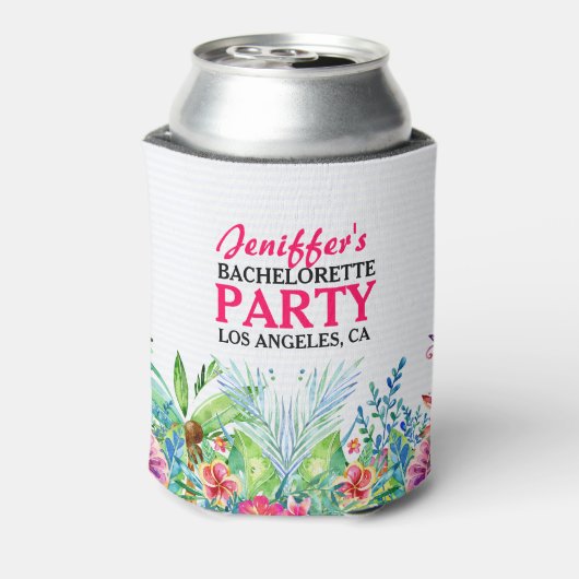 Kleurrijke Tropical Flowers Waterverven Blikjeskoeler (Blikje Achterkant)