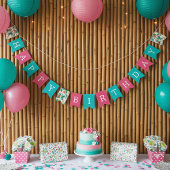 Kleurrijke Tropical Oerwoud Animals Happy Birthday Vlaggetjes