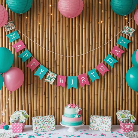 Kleurrijke Tropical Oerwoud Animals Happy Birthday Vlaggetjes