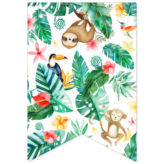 Kleurrijke Tropical Oerwoud Animals Happy Birthday Vlaggetjes