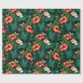 Kleurrijke Tropical Paradise Hawaii Aloha Bloemen Cadeaupapier (Vlak)