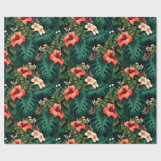 Kleurrijke Tropical Paradise Hawaii Aloha Bloemen Cadeaupapier (Vlak)