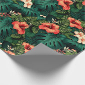 Kleurrijke Tropical Paradise Hawaii Aloha Bloemen Cadeaupapier (Hoek)