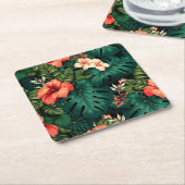 Kleurrijke Tropical Paradise Hawaii Aloha Bloemen Kartonnen Onderzetters (Schuin)