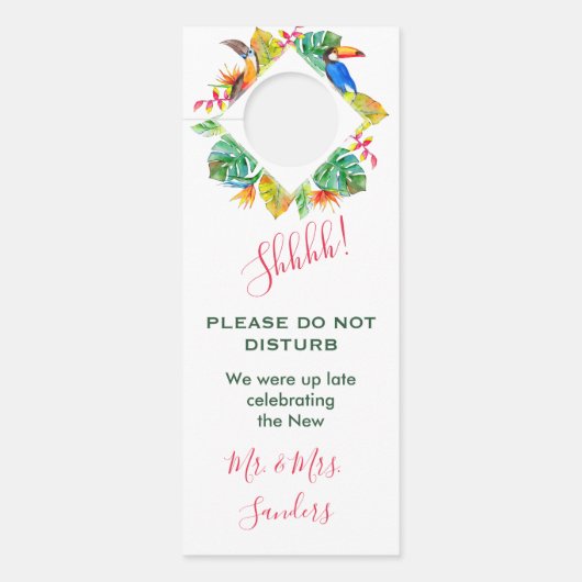 Kleurrijke Tropical Paradise Hawaiian bruiloft gas Deurhanger (Voorkant)