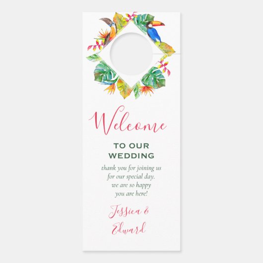 Kleurrijke Tropical Paradise Hawaiian bruiloft gas Deurhanger (Achterkant)