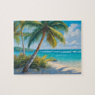 Kleurrijke Tropical Paradise Zee & Palmbomen Legpuzzel