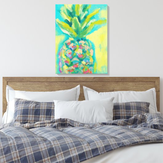 Kleurrijke tropische anananas canvas afdruk (Insitu (Slaapkamer))