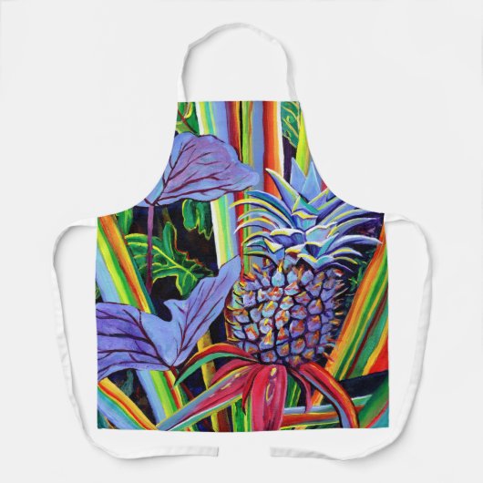 Kleurrijke tropische anananas en Taro Kitchen Apro Schort (Voorkant)