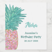 Kleurrijke tropische anananas wijn etiket (Enkel label)