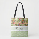 Kleurrijke tropische ananas fruit bloem patroon tote bag (Voorkant)
