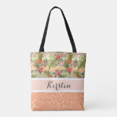 Kleurrijke tropische ananas fruit bloem patroon tote bag (Achterkant)