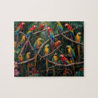 Kleurrijke Tropische Ara's Jungle Legpuzzel