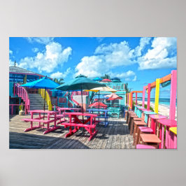 Kleurrijke tropische bahamas Bar en Grill Poster