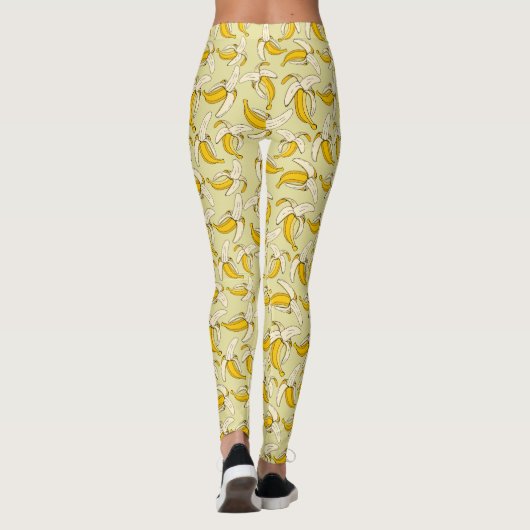 Kleurrijke Tropische Banaan Patroon Trendy Fruit Leggings (Achterkant)