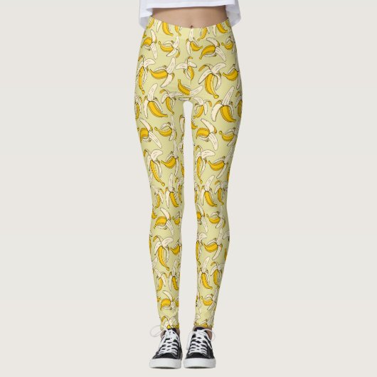 Kleurrijke Tropische Banaan Patroon Trendy Fruit Leggings (Voorkant)
