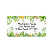 Kleurrijke tropische bladeren adreslabel etiket (Voorkant)
