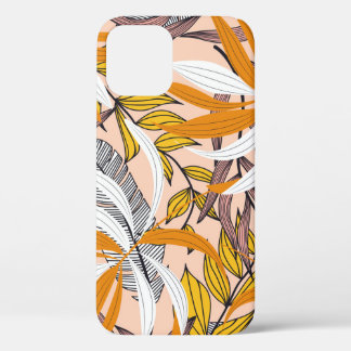 Kleurrijke tropische bladeren, beige achtergrondpa Case-Mate iPhone case