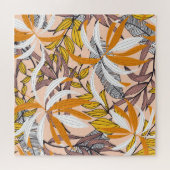 Kleurrijke tropische bladeren, beige achtergrondpa legpuzzel (Horizontaal)