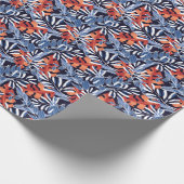 Kleurrijke tropische bladeren blauwe achtergrond cadeaupapier (Hoek)