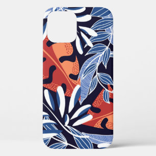 Kleurrijke tropische bladeren blauwe achtergrond Case-Mate iPhone case