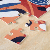 Kleurrijke tropische bladeren blauwe achtergrond legpuzzel (Zijkant)