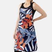 Kleurrijke tropische bladeren blauwe achtergrond schort (Insitu)