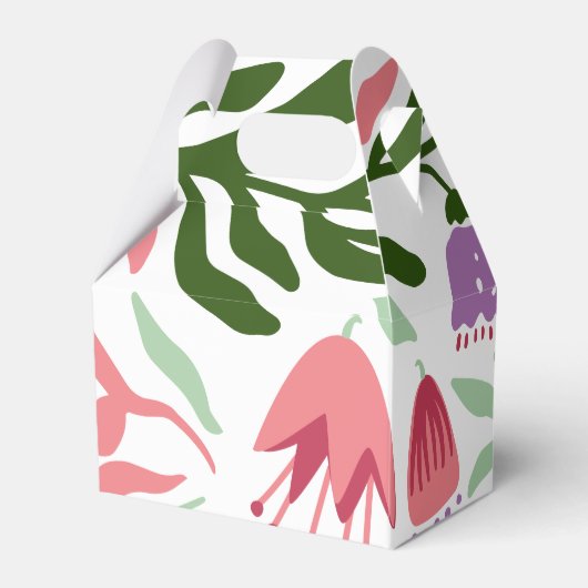 Kleurrijke tropische bladeren, boog maximalistisch bedankdoosjes (Achterkant)